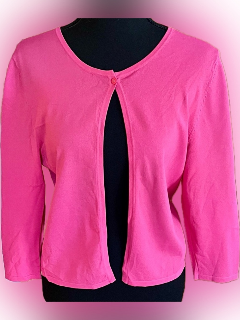 Vintage Coldwater Creek Fuchsia Pink Y2K Single Button Cropped Cardigan Medium